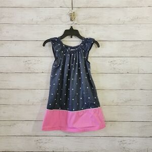 Healthtex Little Girls Polka Dot Chambray Dress with Pink Hem Size 2T